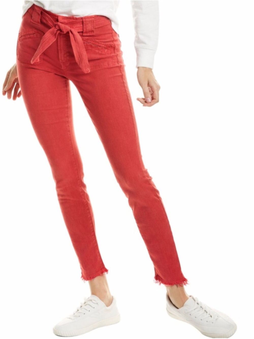 MOTHER The Tie Patch Looker Belted Jeans Sz 25 (13”W) Fruit Punch EUC